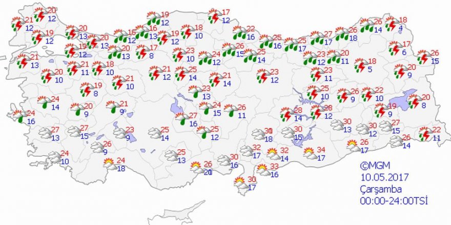 Hava durumu 10 Mayıs 2017