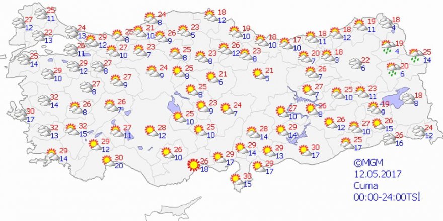 Hava durumu 12 Mayıs 2017