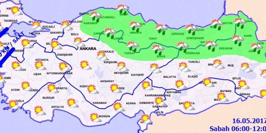 Hava durumu 16 Mayıs 2017