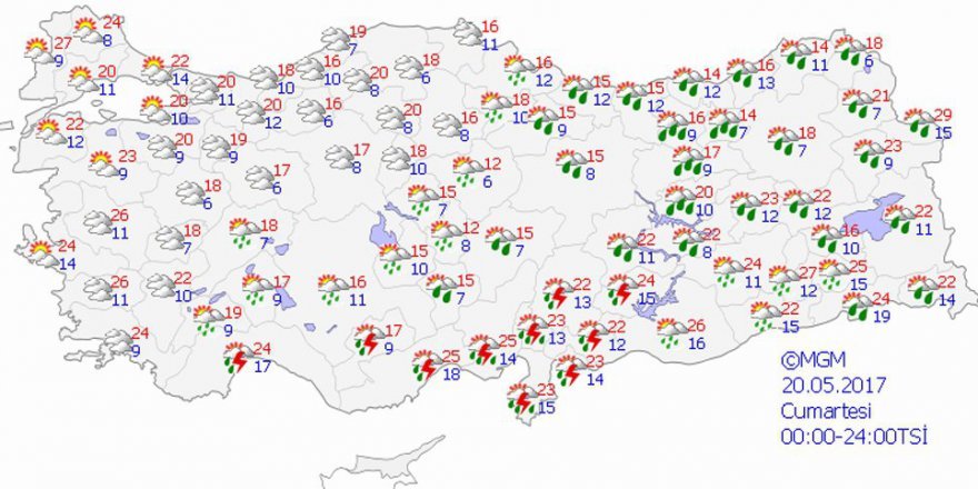 Yurtta hava durumu - 20 Mayıs 2017