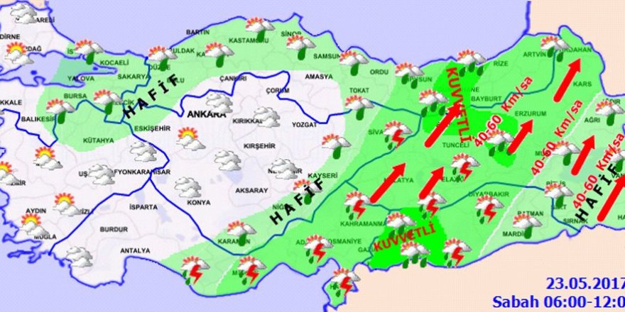 Hava durumu 23 Mayıs 2017
