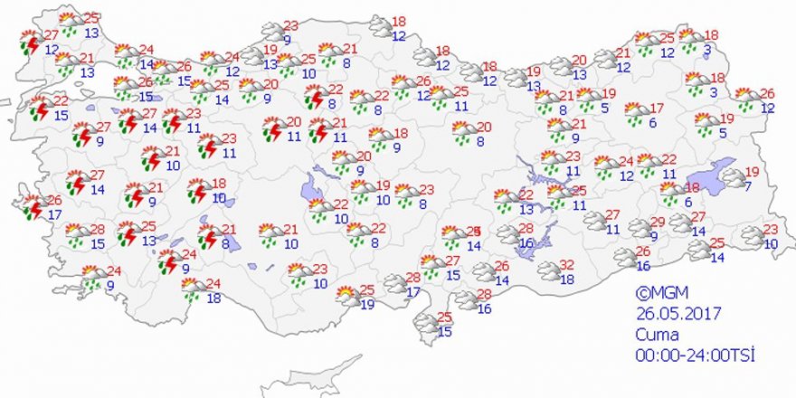 Hava durumu 26 Mayıs 2017