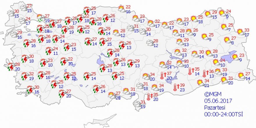 Hava durumu 05 Haziran 2017