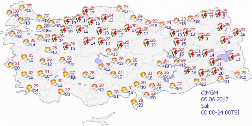 Hava durumu 06 Haziran 2017