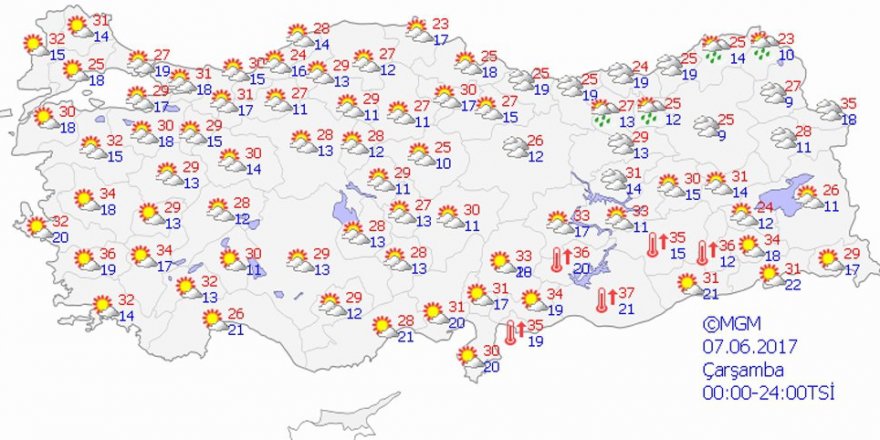 Hava durumu  07 Haziran 2017