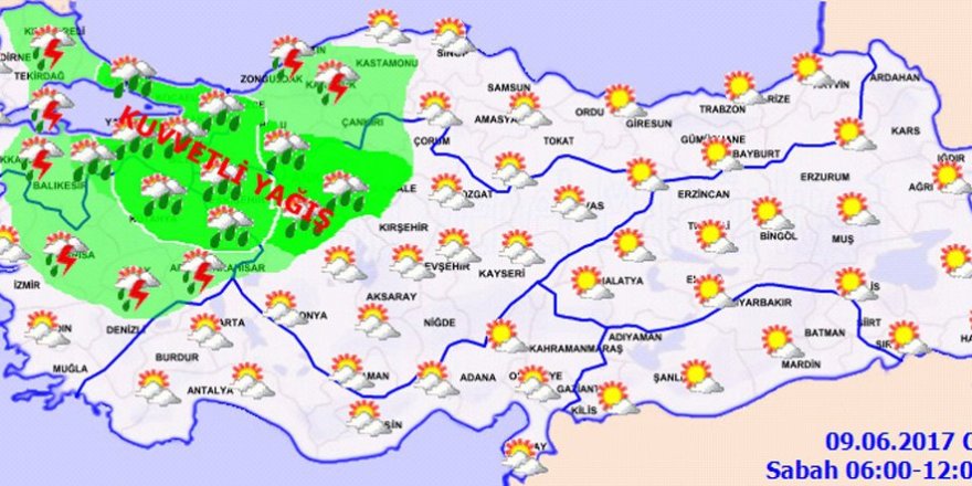 Hava durumu 09 Haziran 2017