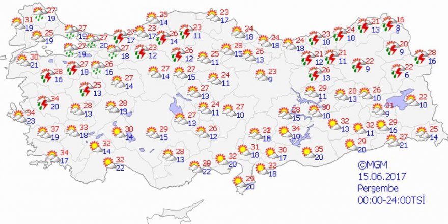 Hava durumu 15 Haziran 2017