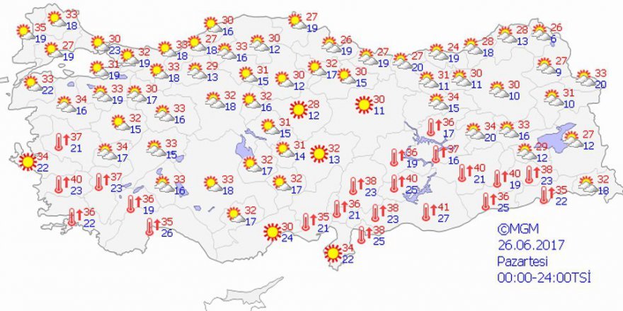 Yurtta hava durumu - 26 Haziran 2017