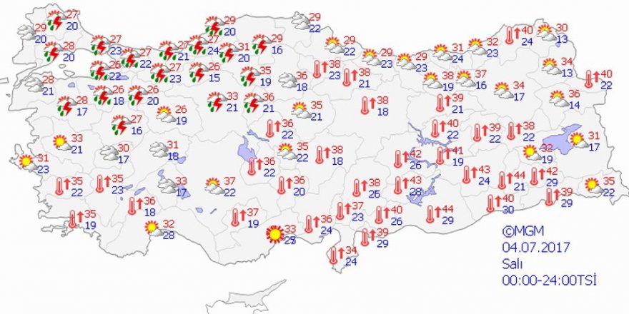 Hava durumu 04 Temmuz 2017