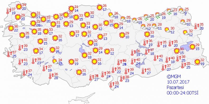 Hava durumu 10 Temmuz 2017