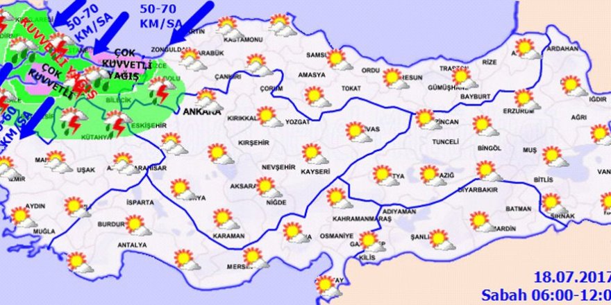 Yağış devam edecek mi ?Hava durumu 18 Temmuz 2017