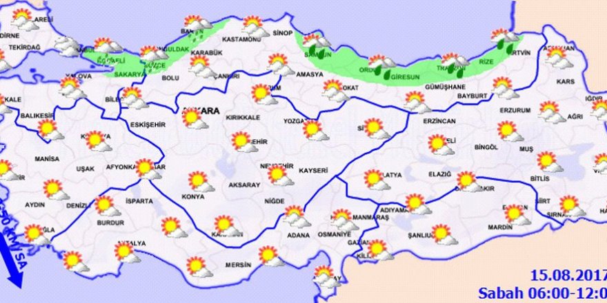 Yurtta hava durumu 15 Ağustos 2017