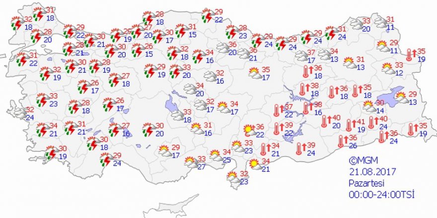 Bugün hava nasıl olacak? Yurtta hava durumu 21 Ağustos 2017