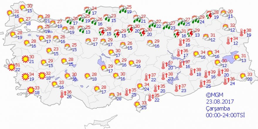 Bugün hava nasıl olacak? Yurtta hava durumu 23 Ağustos 2017