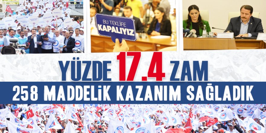 Yüzde 17.54 Zam, 258 Maddelik Kazanım Sağladık