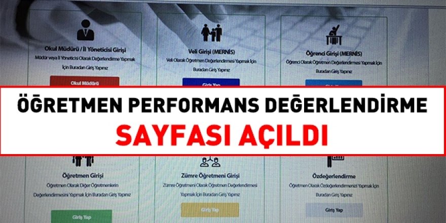 Öğretmen performans değerlendirme sayfası açıldı