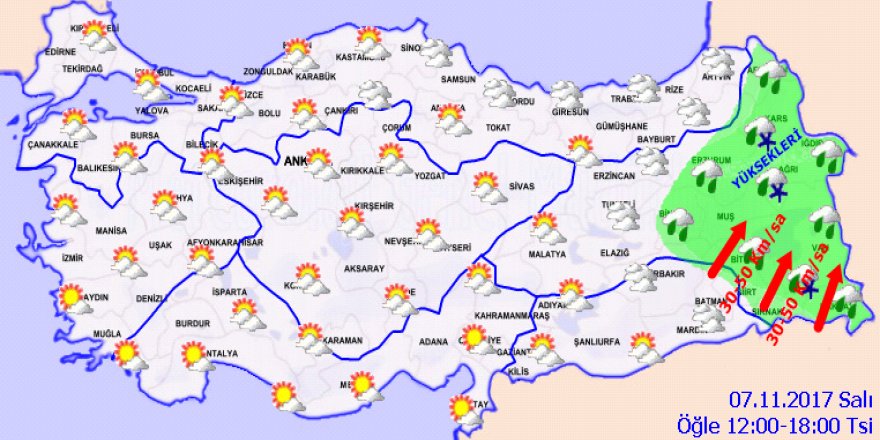 Bugün hava nasıl olacak? 7 Kasım 2017 yurtta hava durumu