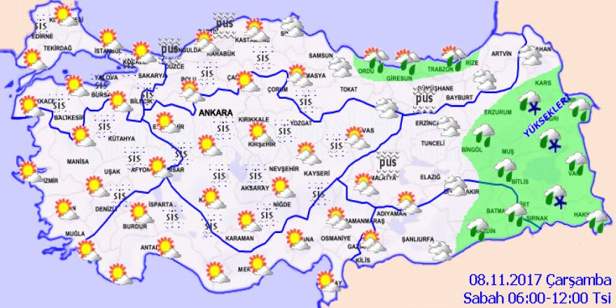 Bazı bölgeler için karla karışık yağmur uyarıs! Hava durumu 8 Kasım 2017
