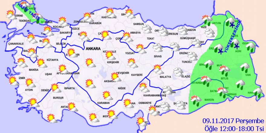 Bugün hava nasıl olacak? 9 Kasım 2017 hava durumu