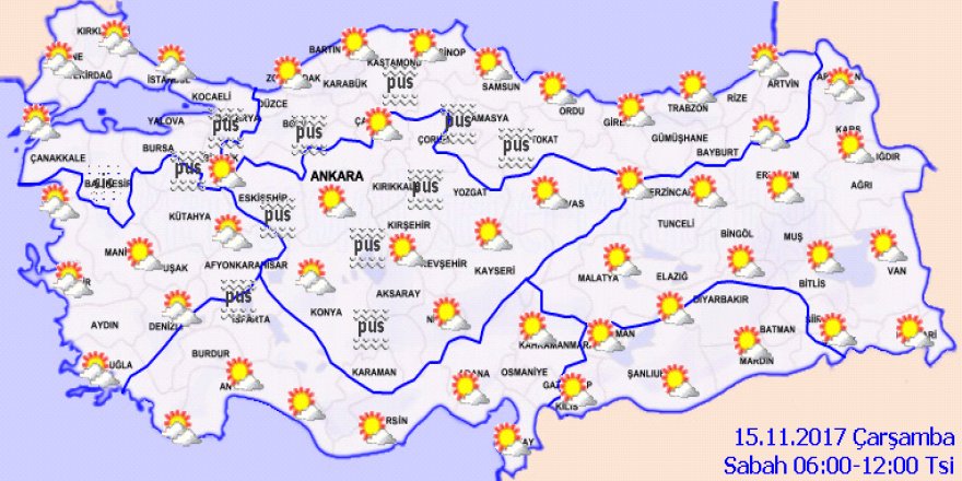 Sürücüler dikkat: Sabah ve gece sis var!Yurtta hava durumu 15 Kasım 2017