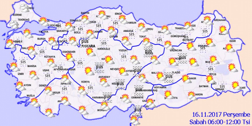 Sürücüler dikkat: Sabah ve gece sis var!Yurtta hava durumu 16 Kasım 2017