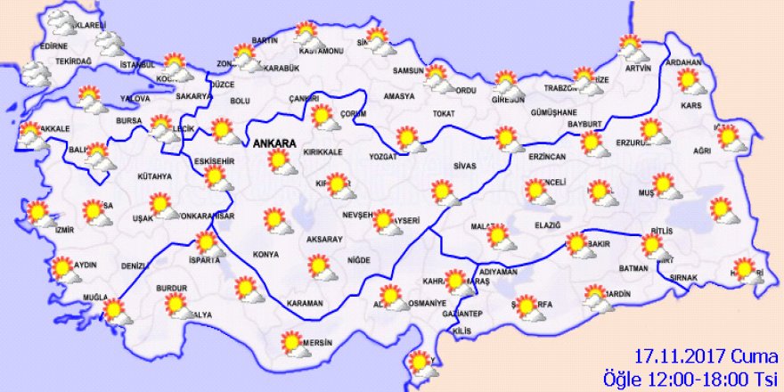 Bugün hava nasıl olacak?Yurtta hava durumu 17 Kasım 2017 Cuma