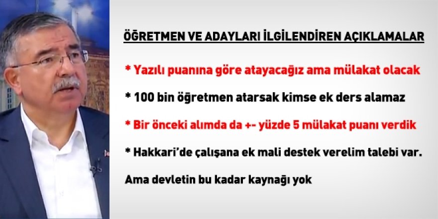 Milli Eğitim Bakanından; mülakatta Geçti- Kaldı uygulaması ve 100 bin atama talebine yönelik açıklama