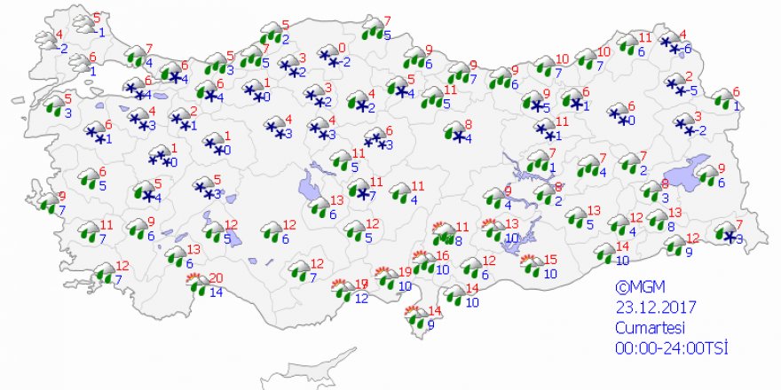 Bu İllerimizde Kuvvetli Yağış, Kar ve Buzlanma Uyarısı - 23 Aralık Hava Durumu