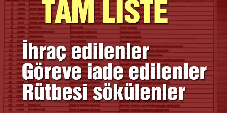 Yeni KHK ile iade ve ihraç edilenlerin tam listesi