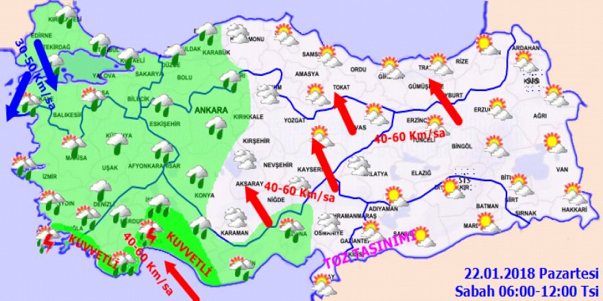 Meteoroloji'den kuvvetli yağış ve rüzgar uyarısı! 22 Ocak Pazartesi