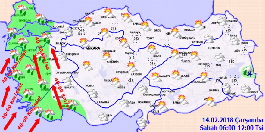 Meteoroloji'den kuvvetli rüzgar ve fırtına uyarısı! Hava Durumu 14 Şubat 2018