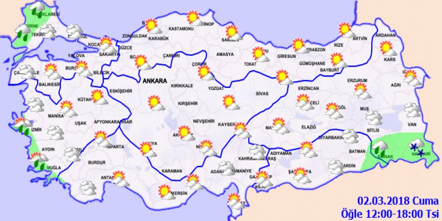 Bugün hava nasıl olacak? Yurtta Hava Durumu 02 Mart 2018 Cuma