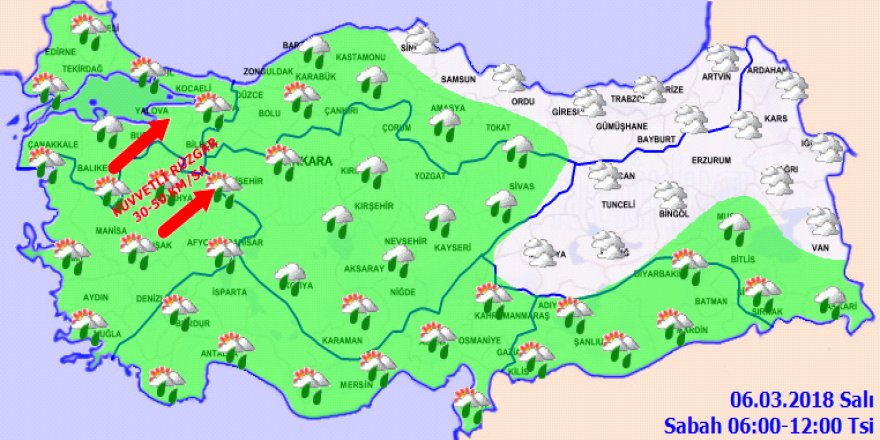 Meteoroloji 'den kuvvetli rüzgar uyarısı! 6 Mart Salı Hava durumu