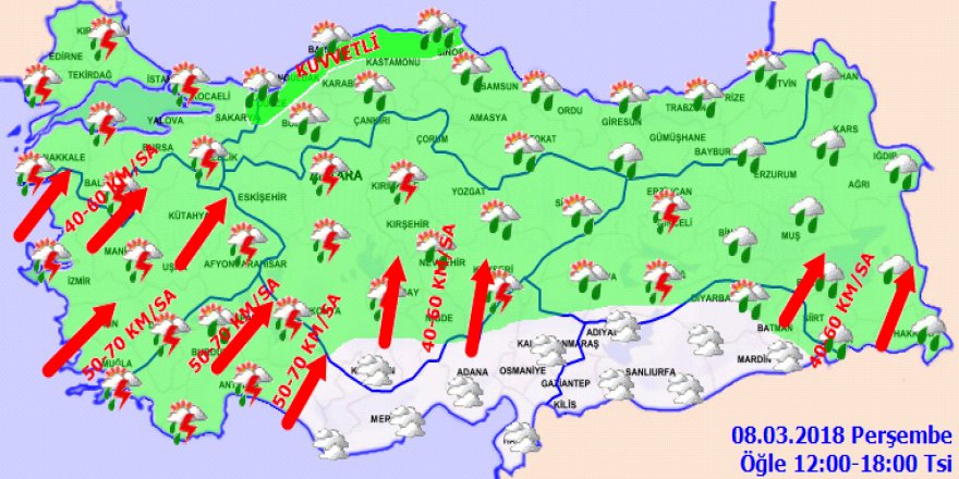 Meteoroloji'den kuvvetli yağış uyarısı! Hava durumu 08 Mart 2018