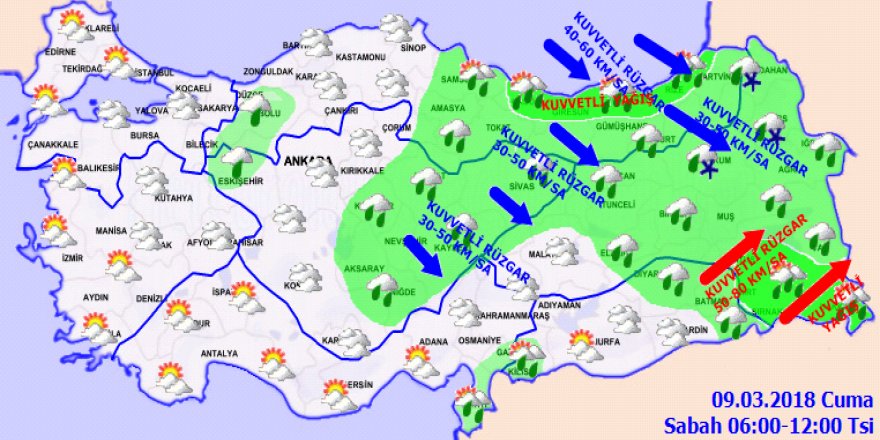 Meteoroloji'den kuvvetli yağış uyarısı! Hava durumu 09 Mart 2018