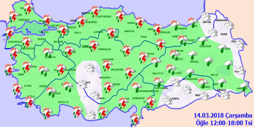 Meteoroloji saat verdi! Öğleden sonraya dikkat! 14 Mart Çarşamba yurtta hava durumu