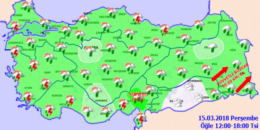 Meteoroloji'den kuvvetli yağış uyarısı! 15 Mart 2018 yurtta hava durumu