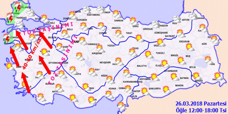 Meteoroloji'den gök gürültülü sağanak yağış uyarısı! 26 Mart Pazartesi yurtta hava durumu