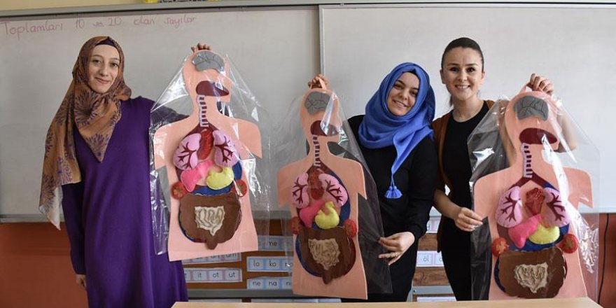 Köy okulunda "keçeden modeller"le eğitim