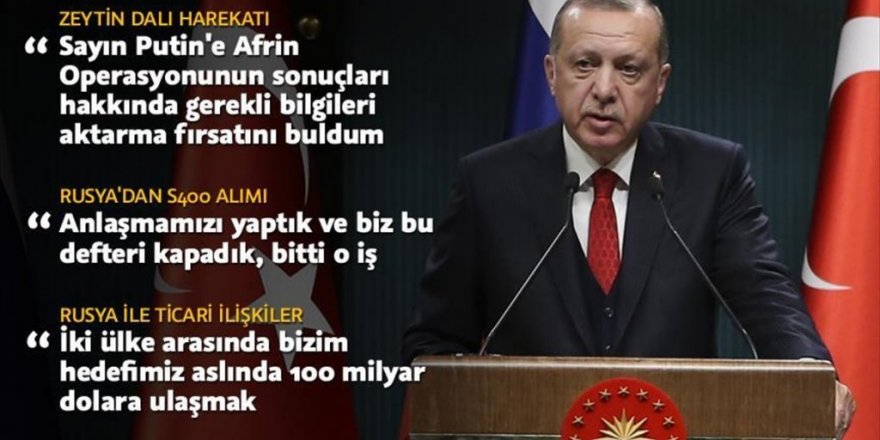 Erdoğan: S400 konusunda anlaşmamızı yaptık ve bu defteri kapadık
