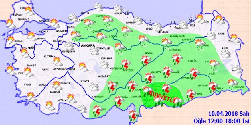 Meteoroloji'den kuvvetli yağış uyarısı!10 Nisan Salı yurtta hava durumu
