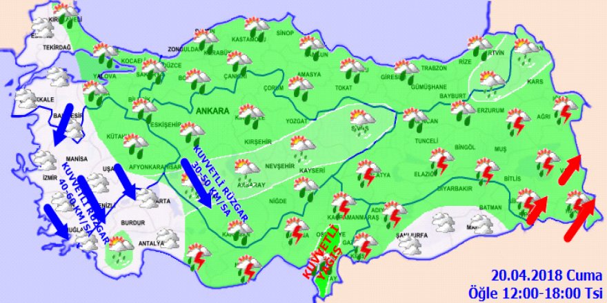 Meteoroloji'den kuvvetli yağış uyarısı! 20 Nisan 2018 Cuma Yurtta hava durumu