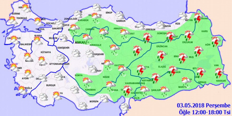 Bugün hava nasıl olacak?Yurtta Hava Durumu 03 Mayıs 2018