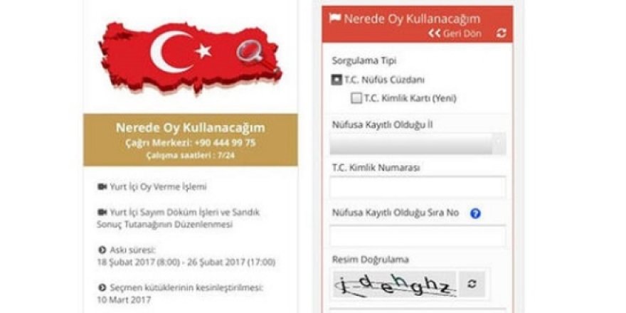 Seçmen sorgulama mobil uygulaması hizmette