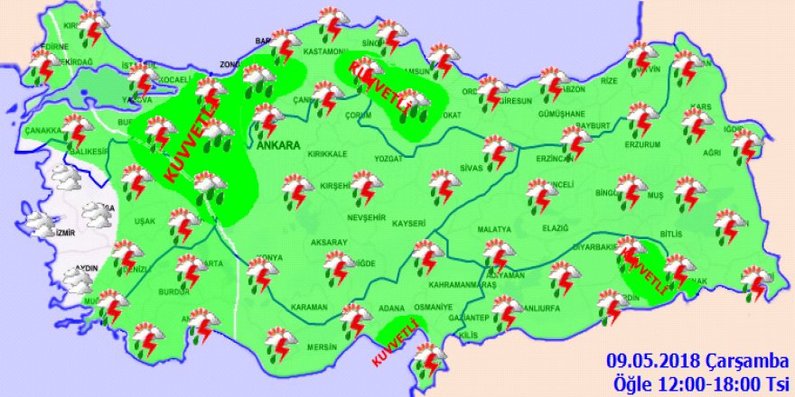 Meteoroloji'den kuvvetli yağış uyarısı! 9 Mayıs Çarşamba