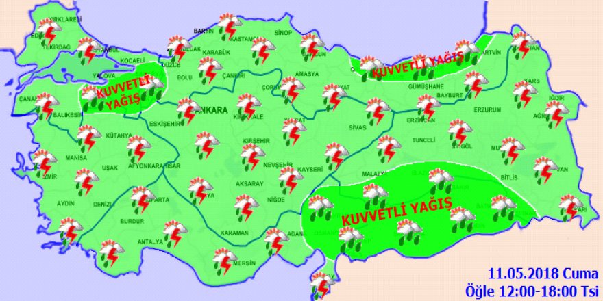 Bu illerde yaşayanlar dikkat! Kuvvetli yağış geliyor...11 Mayıs Cuma hava durumu