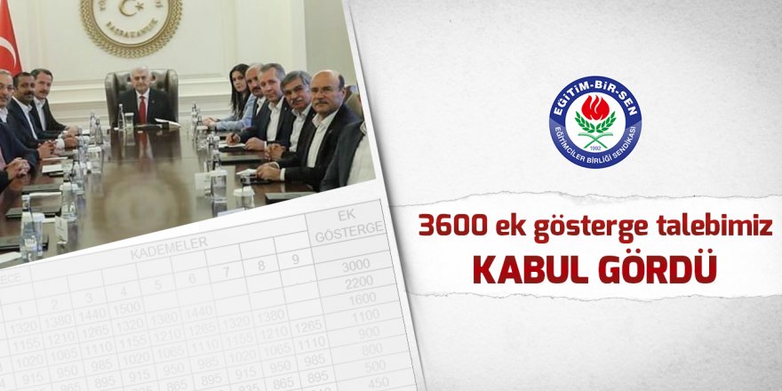 Eğitim-Bir-Sen: 3600 ek gösterge talebimiz kabul gördü