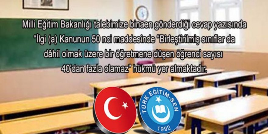 Sınıf Mevcutları 40 Öğrenciyi Geçemeyecek