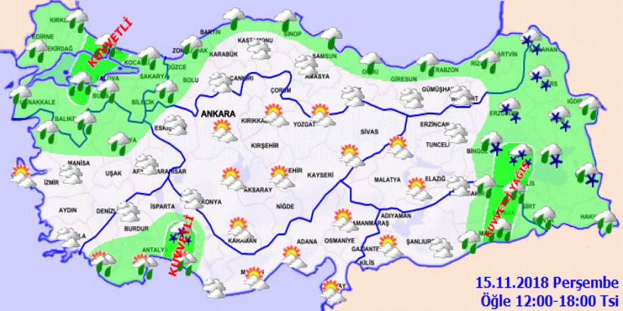 Meteoroloji'den yoğun kar uyarısı!15 Kasım Perşembe yurtta hava durumu