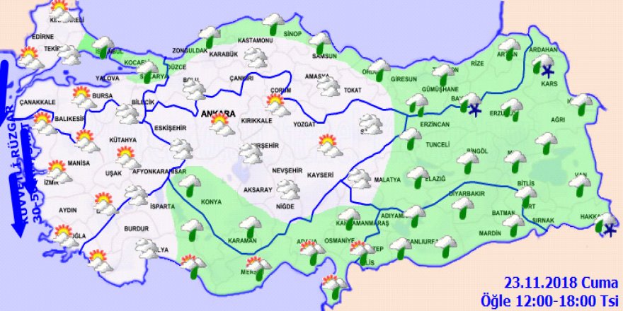 Meteoroloji 'den kuvvetli rüzgar uyarısı! Hava durumu 23 Kasım 2018 Cuma